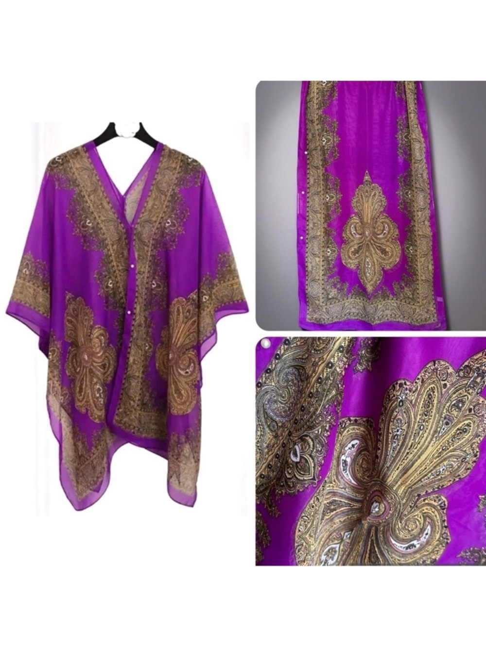 Lightweight Chiffon Peplum Shawl Scarf Jacquard Beach Cover Up Button Wrap